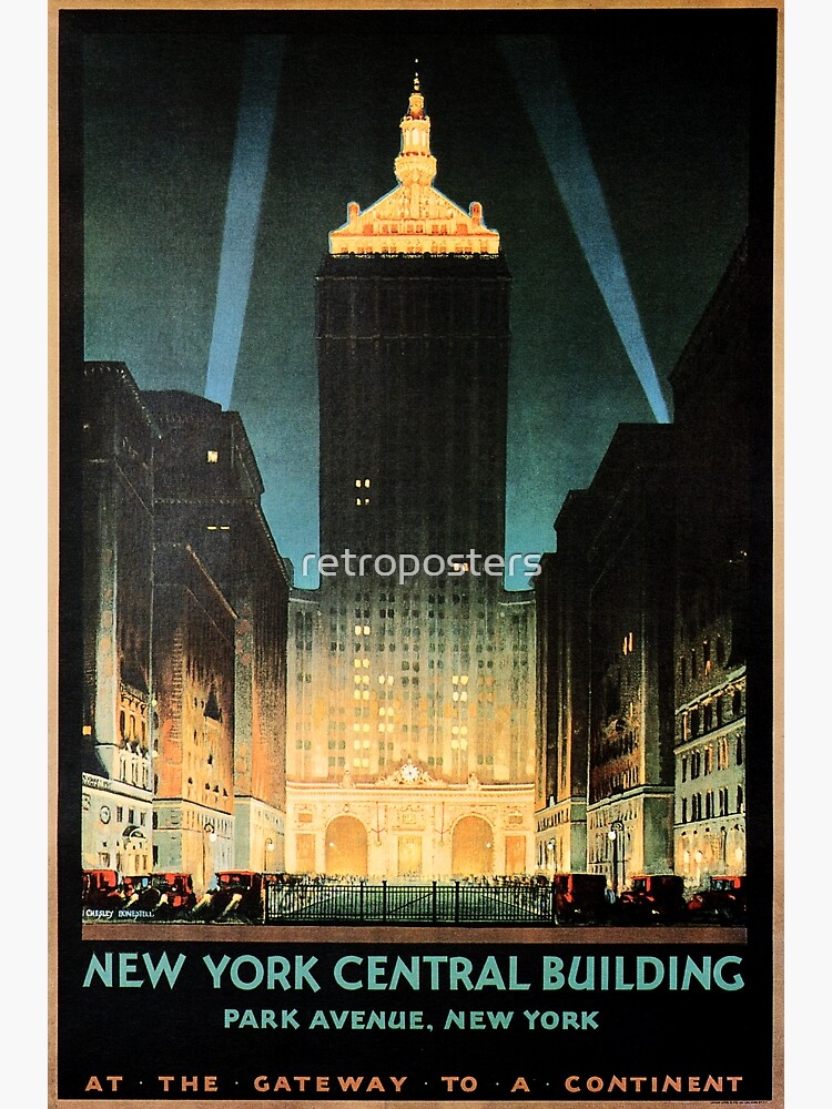 "NEW YORK Central Building Park Avenue Vintage American Tourism Poster