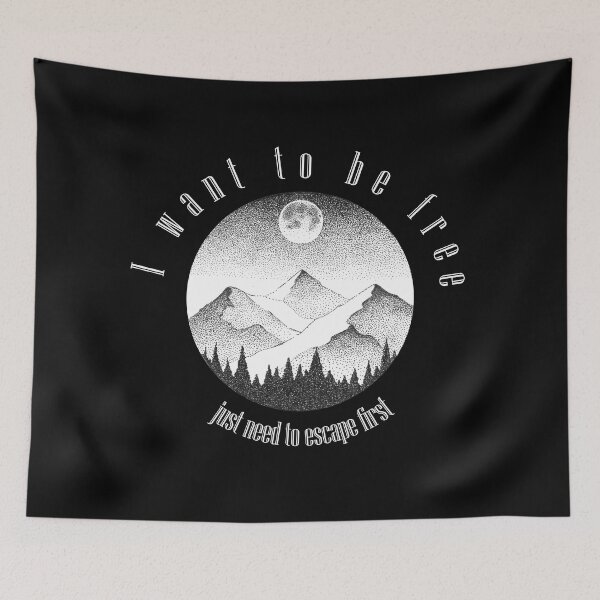 Item preview, i want to escape - Mountain landscape stippling illustration designed and sold by TaiChiMastah.