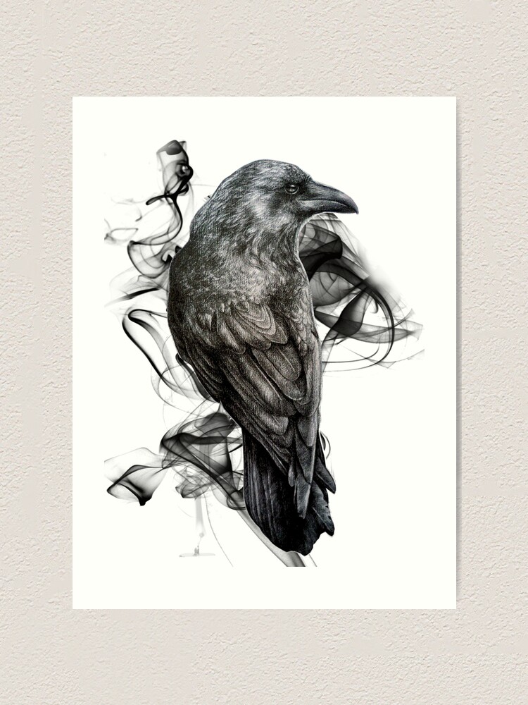 Lámina artística «cuervo gótico pájaro realismo dibujo boceto tatuaje» de  RISHAMA | Redbubble