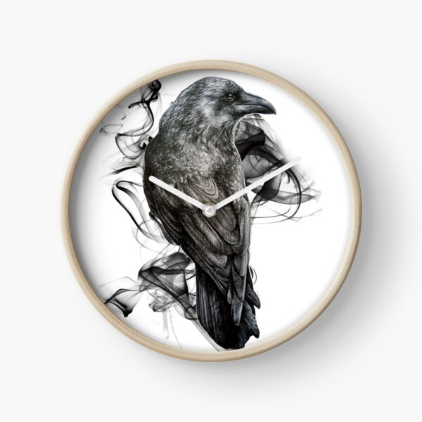 crow gothic bird raven realism drawing sketch tattoo Clock by RISHAMA.