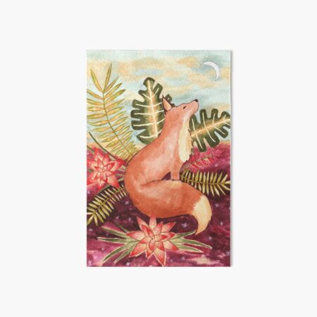 Tropical Fox Watercolor Art Board Print
