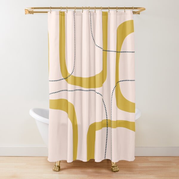 "Midcentury Modern Loops and Dots Abstract Pattern in Mustard Gold