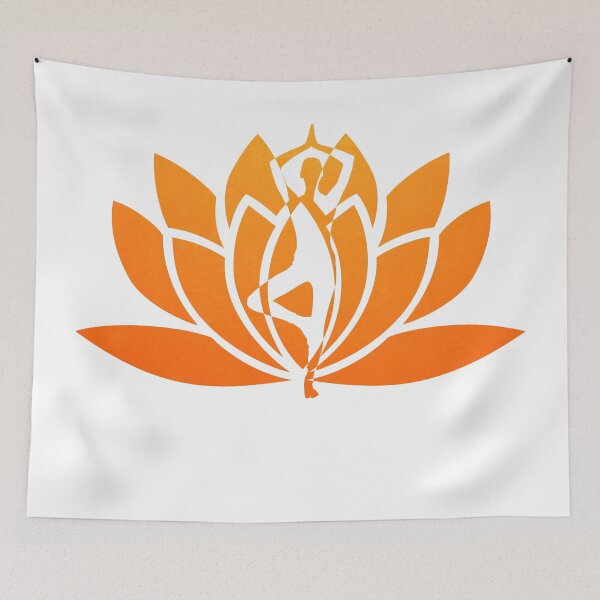 Item preview, Yoga Orange Ombre Pose and Lotus Art designed and sold by Fashionmonger.