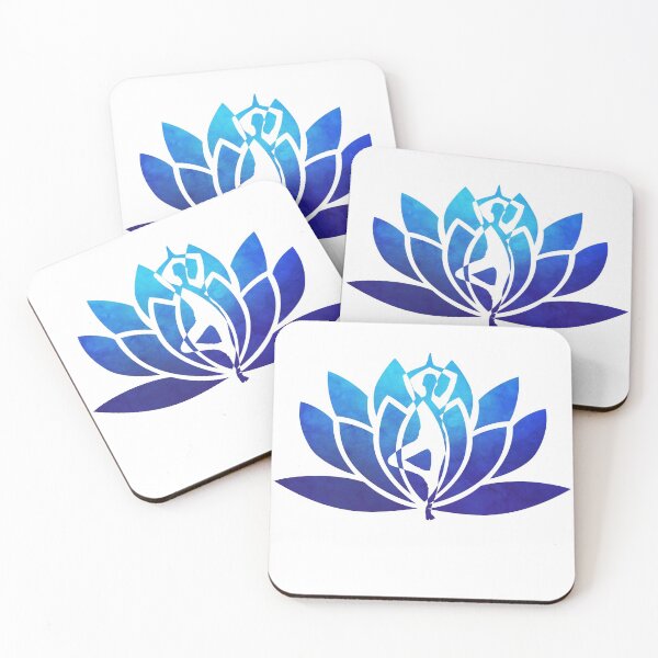 Item preview, Ocean Blue Watercolor Yoga Pose and Lotus Art designed and sold by Fashionmonger.