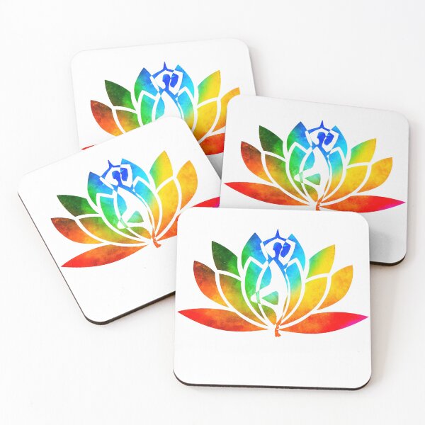 Item preview, Rainbow Watercolor Yoga Pose and Lotus Art designed and sold by Fashionmonger.