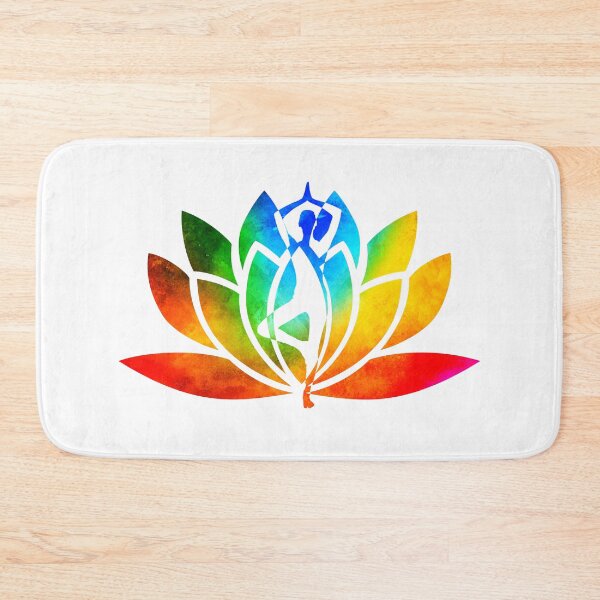 Item preview, Rainbow Watercolor Yoga Pose and Lotus Art designed and sold by Fashionmonger.