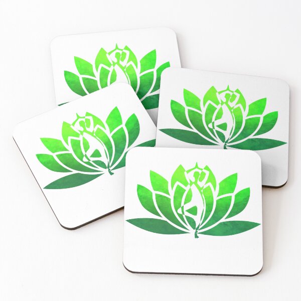Item preview, Bright Green Watercolor Yoga Pose and Lotus Art designed and sold by Fashionmonger.