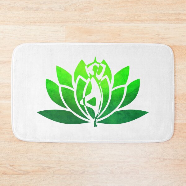 Item preview, Bright Green Watercolor Yoga Pose and Lotus Art designed and sold by Fashionmonger.