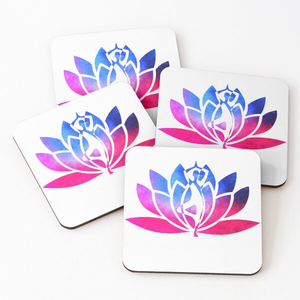 Item preview, Pink and Blue Watercolor Yoga Pose and Lotus Art designed and sold by Fashionmonger.