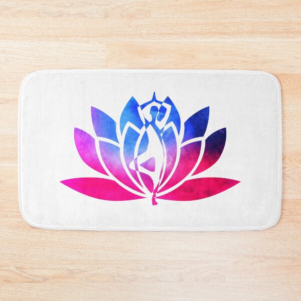 Item preview, Pink and Blue Watercolor Yoga Pose and Lotus Art designed and sold by Fashionmonger.