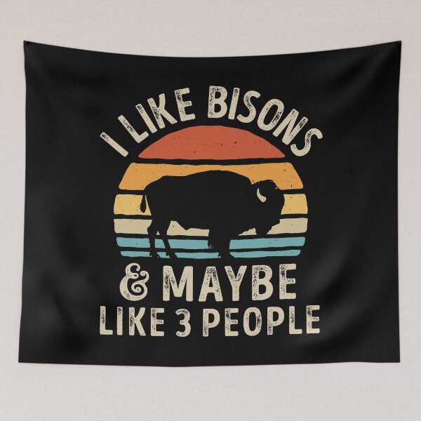 Item preview, I Like Bisons and Maybe 3 People Retro Sunset Vintage 60s 70s Shirt for Men Women Boys Girls Kids Animal Lovers Gift designed and sold by LiqueGifts.