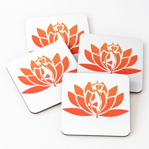 Item preview, Neon Orange Ombre Pose Yoga and Lotus Art designed and sold by Fashionmonger.