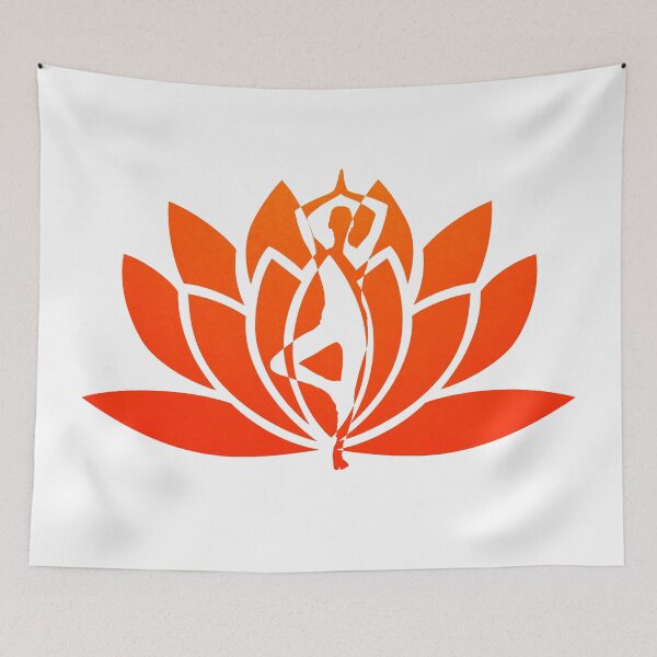 Item preview, Neon Orange Ombre Pose Yoga and Lotus Art designed and sold by Fashionmonger.