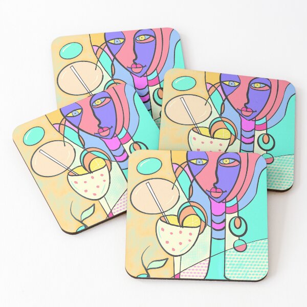 Item preview, Colourful Cocktail lady With long neck in light blue.  designed and sold by NatanDesigns.