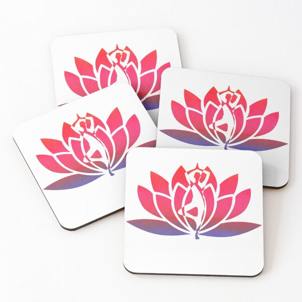 Item preview, WaterMelon Pink and Purple Watercolor Paper Yoga Pose and Lotus Art designed and sold by Fashionmonger.