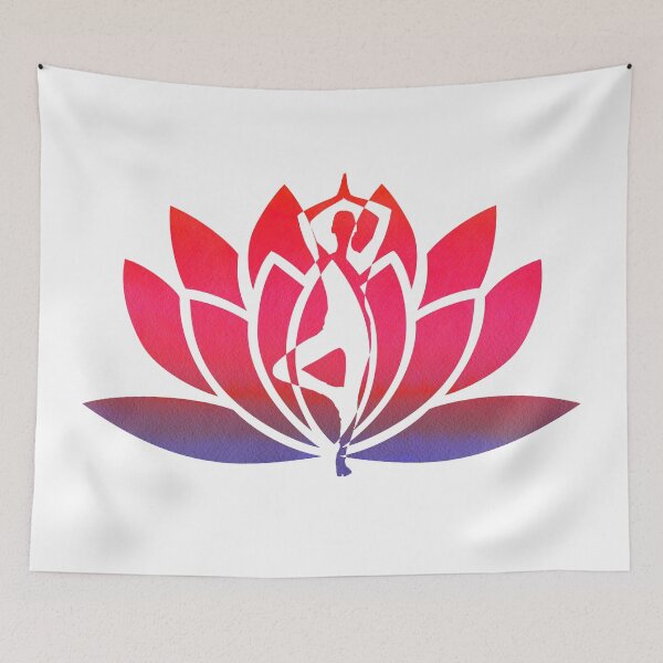 Item preview, WaterMelon Pink and Purple Watercolor Paper Yoga Pose and Lotus Art designed and sold by Fashionmonger.