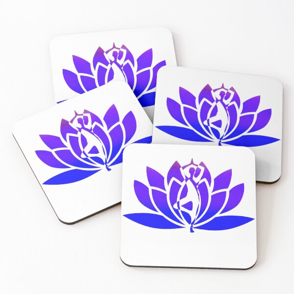 Item preview, Royal Blue and Indigo Ombre Pose Yoga and Lotus Art designed and sold by Fashionmonger.