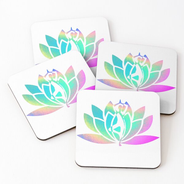 Item preview, Opal Pastel Rainbow Watercolor Yoga Pose and Lotus Art designed and sold by Fashionmonger.