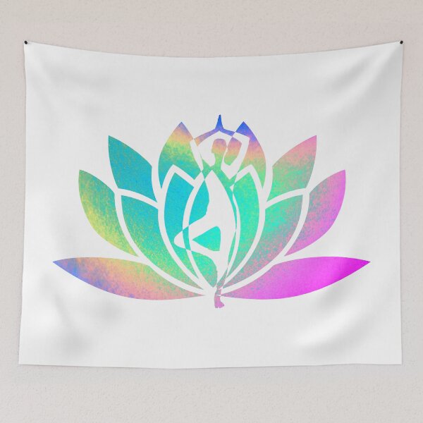 Item preview, Opal Pastel Rainbow Watercolor Yoga Pose and Lotus Art designed and sold by Fashionmonger.