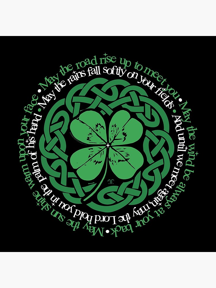 Celtic Knot 4-Leaf Clover with Traditional Irish Blessing (A) | Art Board  Print