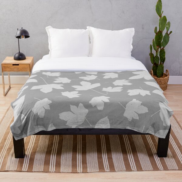 Item preview, Grey leaves decor. opposite. designed and sold by PrintedDreams.