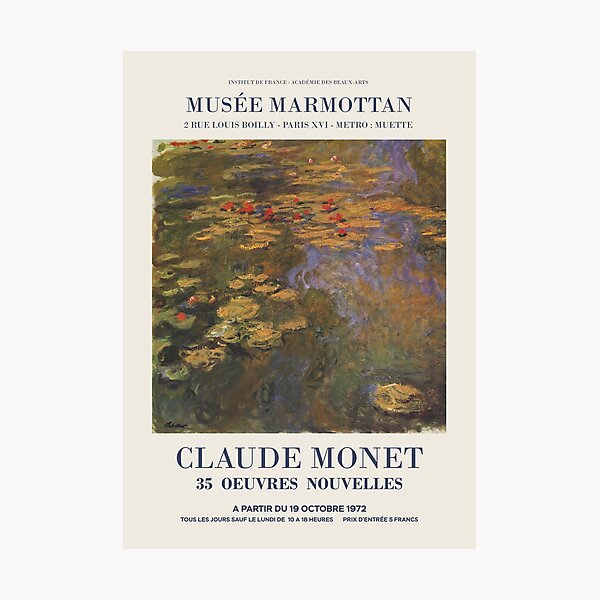 Claude Monet - Exhibition poster advertising an art exhibition "35 Oeuvres Nouvelles", 1975 Photographic Print