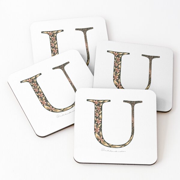 Item preview,  Monogram ‘U’ sticker, totes, mug, waterbottle, acrylic blocks and clocks. designed and sold by ruthkenneth.