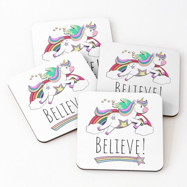 Item preview, Flying Unicorn Hearts And Rainbow Inspirational Believe designed and sold by brodyquixote.