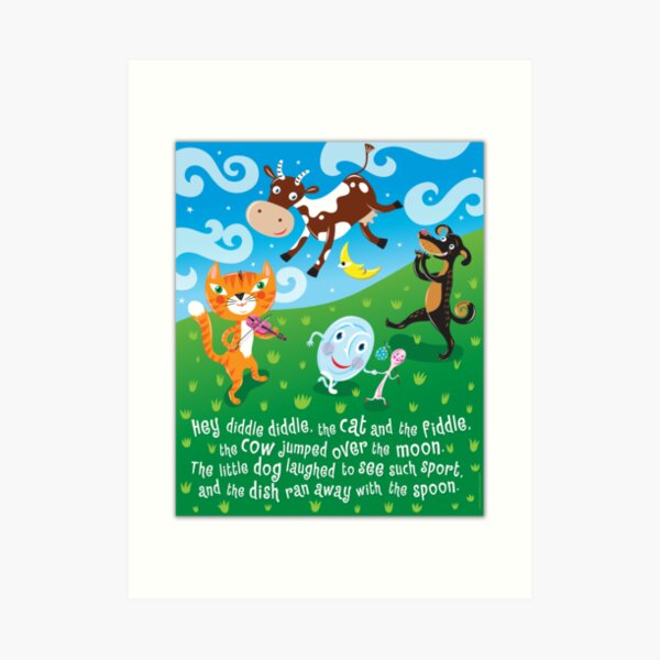 Hey Diddle Diddle - nursery rhymes Art Print