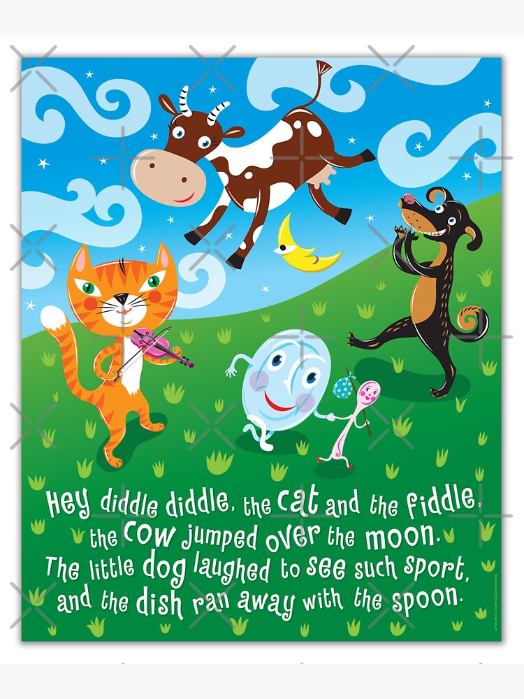 hey-diddle-diddle-nursery-rhymes-poster-by-lyuda-redbubble