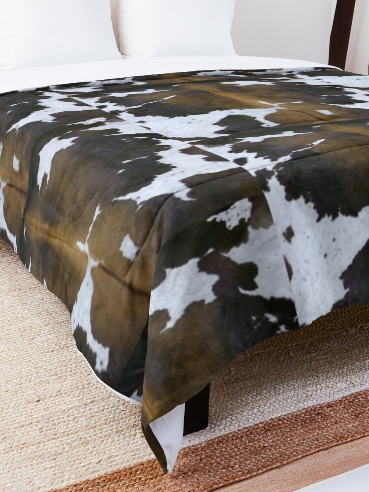 Alternate view of Cowhide Patchwork Tan and White | Texture Comforter