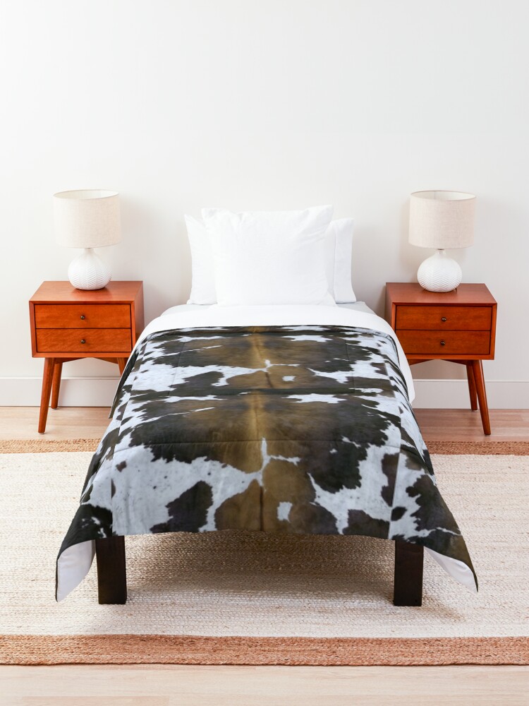 Alternate view of Cowhide Patchwork Tan and White | Texture Comforter