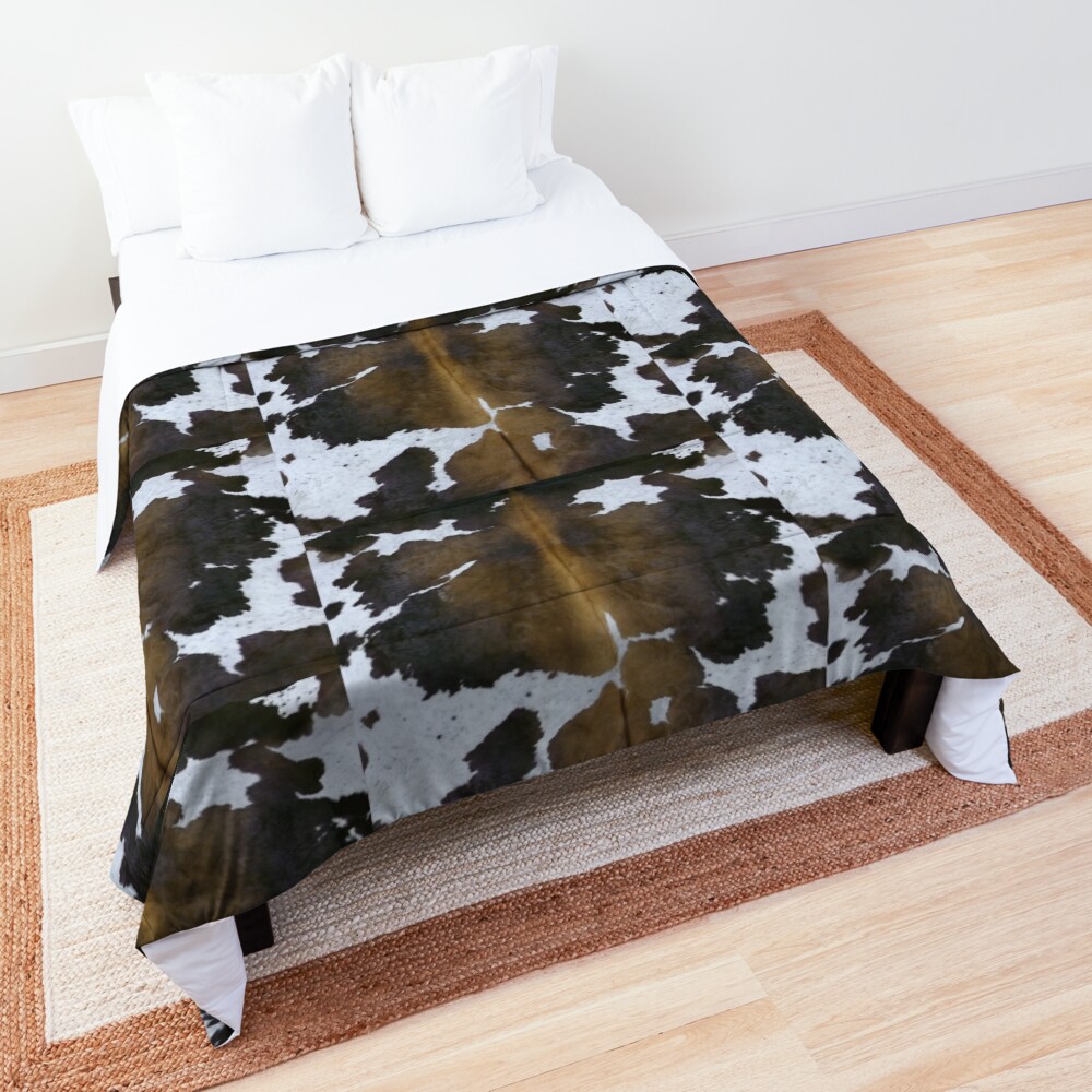 Cowhide Patchwork Tan and White | Texture Comforter