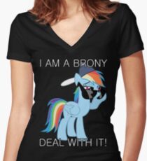 Rainbow Dash Brony Women's Fitted V-Neck T-Shirt