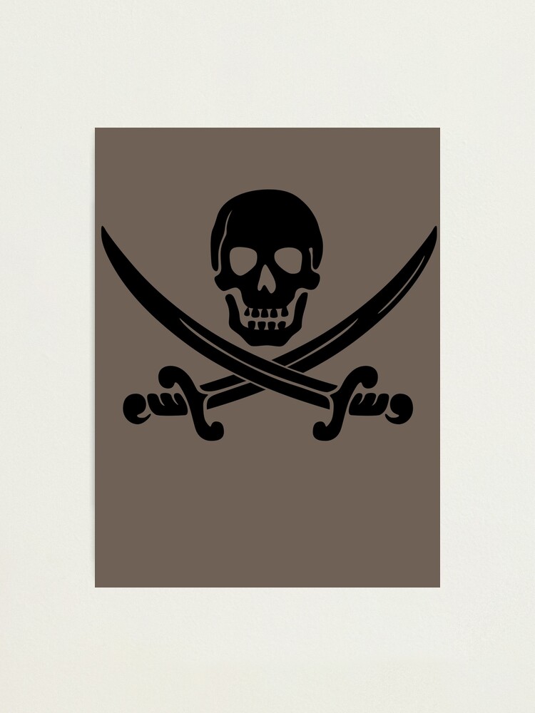 Crossed Swords Jolly Roger Pirate Flag on a Pole. Standing Photo Sculpture