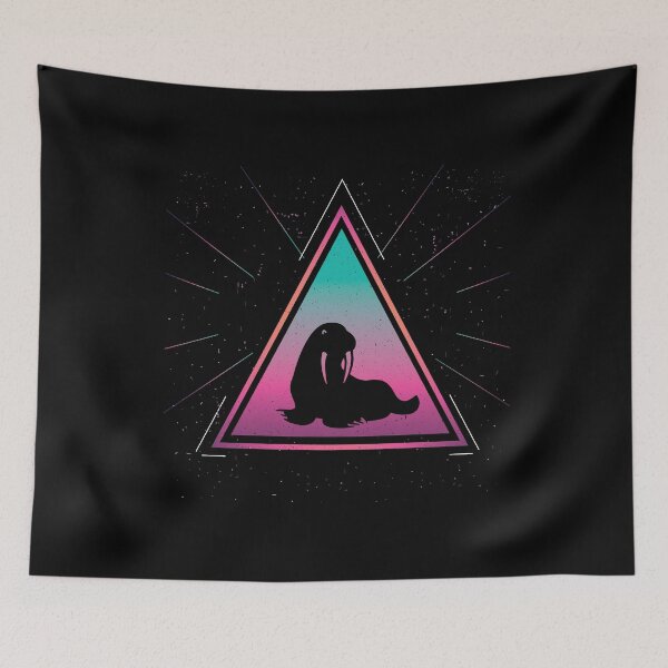 Item preview, Colorful Walrus Geometrical Triangle Pinniped Retro Style print designed and sold by Grabitees.