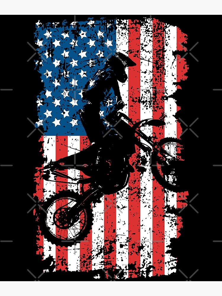 Dirt Bike American Flag Poster For Sale By Estellestar Redbubble