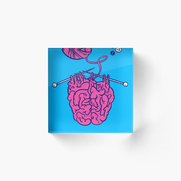 Knitting a brain Acrylic Block