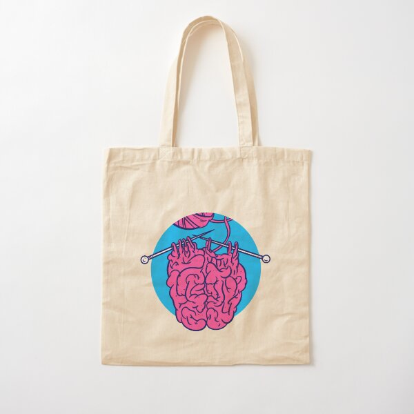 Knitting a brain Cotton Tote Bag