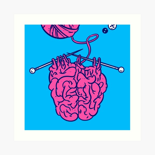 Knitting a brain Art Print