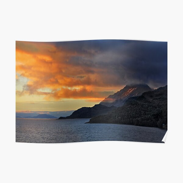 Sunset on the Chilean Fiords Poster