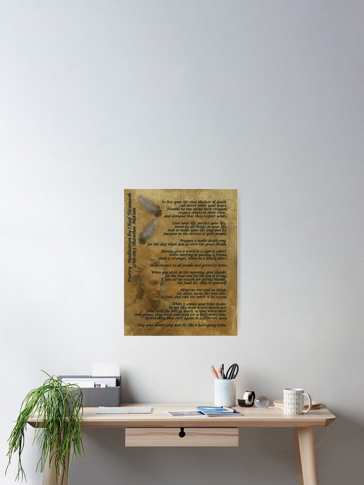 Thumbnail 1 of 3, Poster, "Live Your Life" on old parchment, Chief Tecumseh designed and sold by Irisangel.