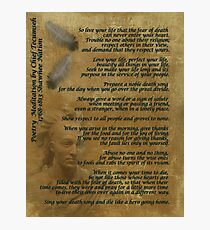 "Live Your Life" on old parchment, Chief Tecumseh Photographic Print