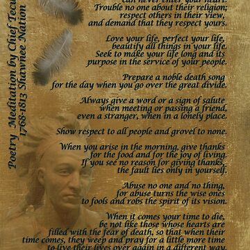 Artwork thumbnail, "Live Your Life" on old parchment, Chief Tecumseh by Irisangel