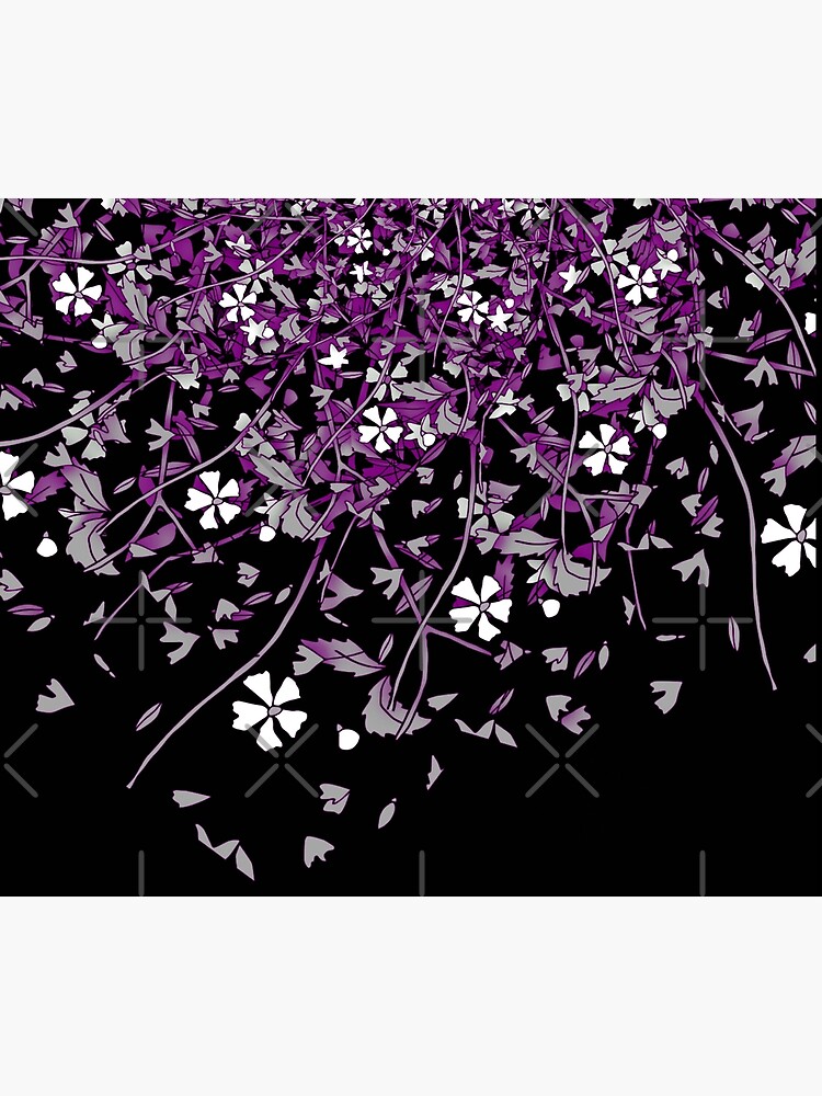 Thumbnail 6 of 6, Throw Blanket, Ace Pride Scattered Falling Flowers and Leaves designed and sold by gagolddew.