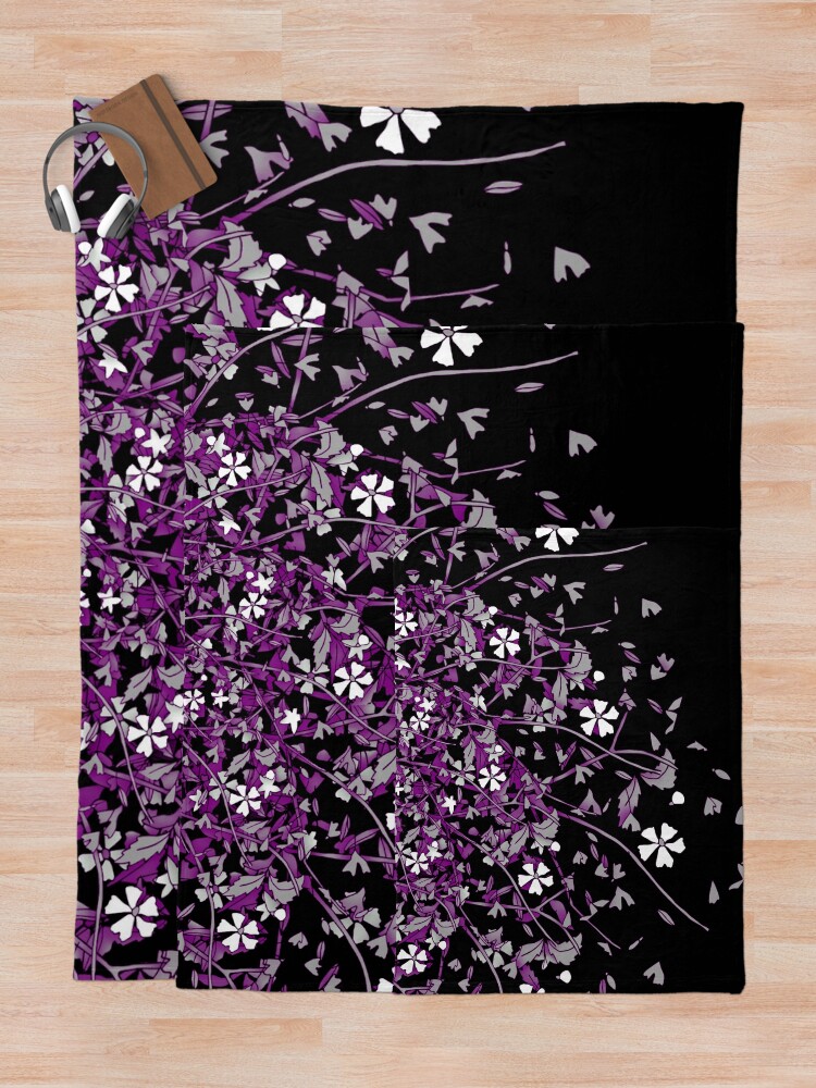 Thumbnail 5 of 6, Throw Blanket, Ace Pride Scattered Falling Flowers and Leaves designed and sold by gagolddew.