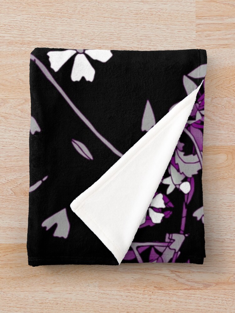 Thumbnail 3 of 6, Throw Blanket, Ace Pride Scattered Falling Flowers and Leaves designed and sold by gagolddew.