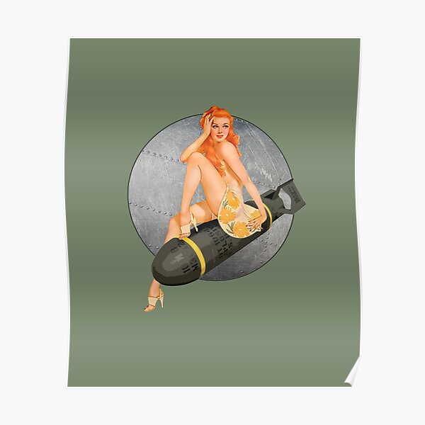 Pin-up blonde bombs WWII 40s Poster