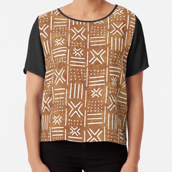 Mudcloth - rust, mudcloth, mud cloth, boho, bohemain, hippie Chiffon Top