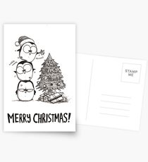 1 Christmas Tree, 3 Fat Penguins Postcards